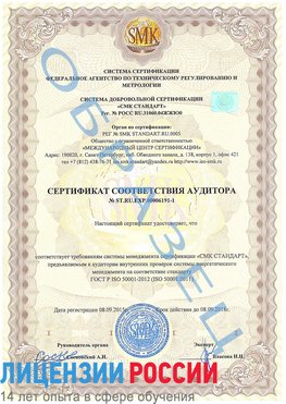 Образец сертификата соответствия аудитора №ST.RU.EXP.00006191-1 Советская Гавань Сертификат ISO 50001