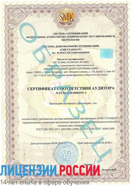 Образец сертификата соответствия аудитора №ST.RU.EXP.00005397-3 Советская Гавань Сертификат ISO/TS 16949